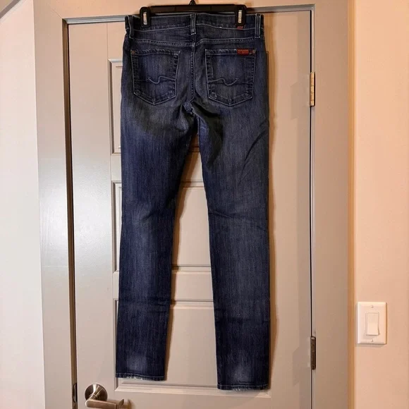 7 FOR ALL MANKIND | Midrise Women’s Distressed Slim Straight Blue Jeans Size 28 - Picture 2 of 11